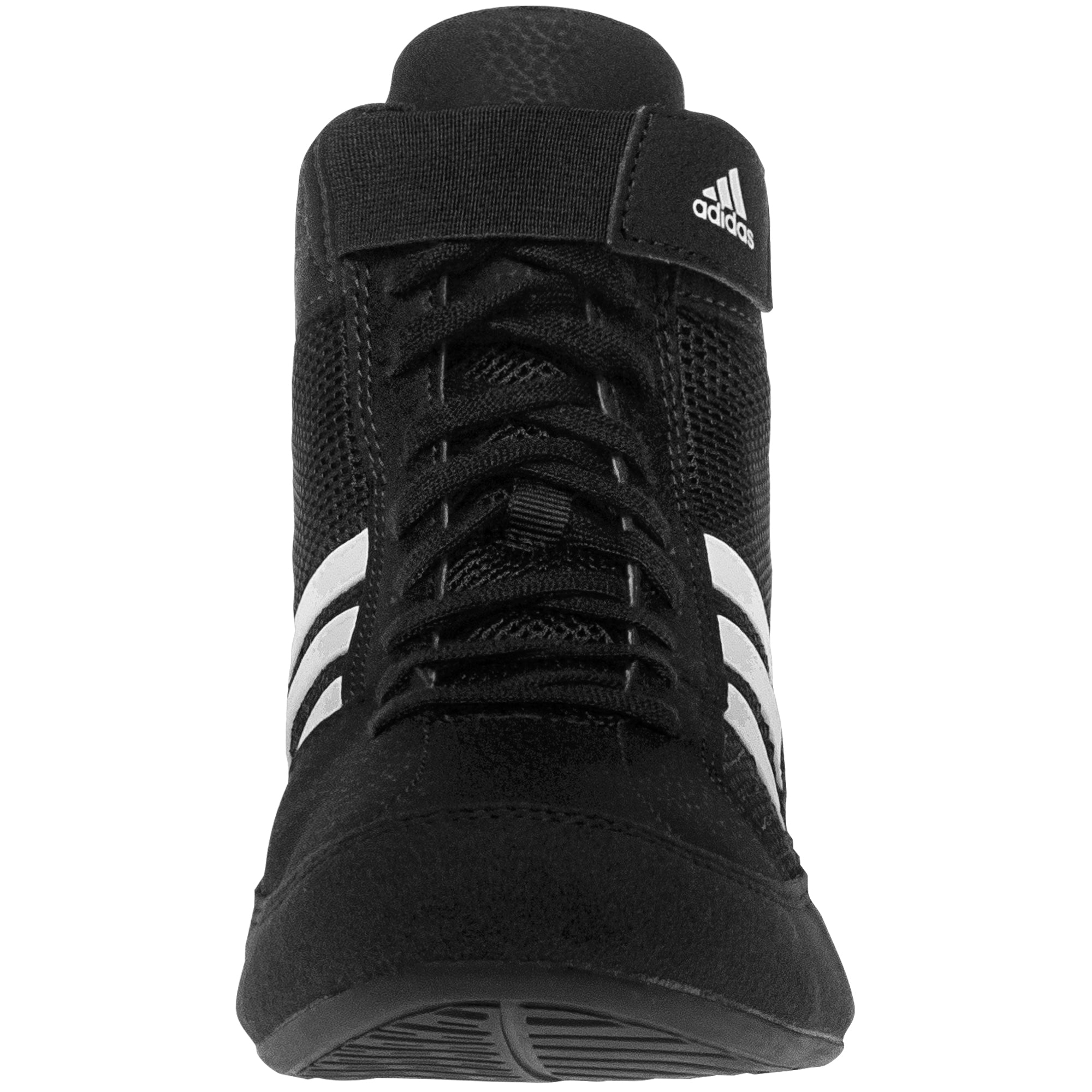 Adidas HVC 2 Wrestling Shoes in Black, White, and Gum front view