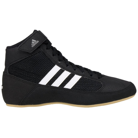 Adidas HVC 2 Wrestling Shoes in Black, White, and Gum side view