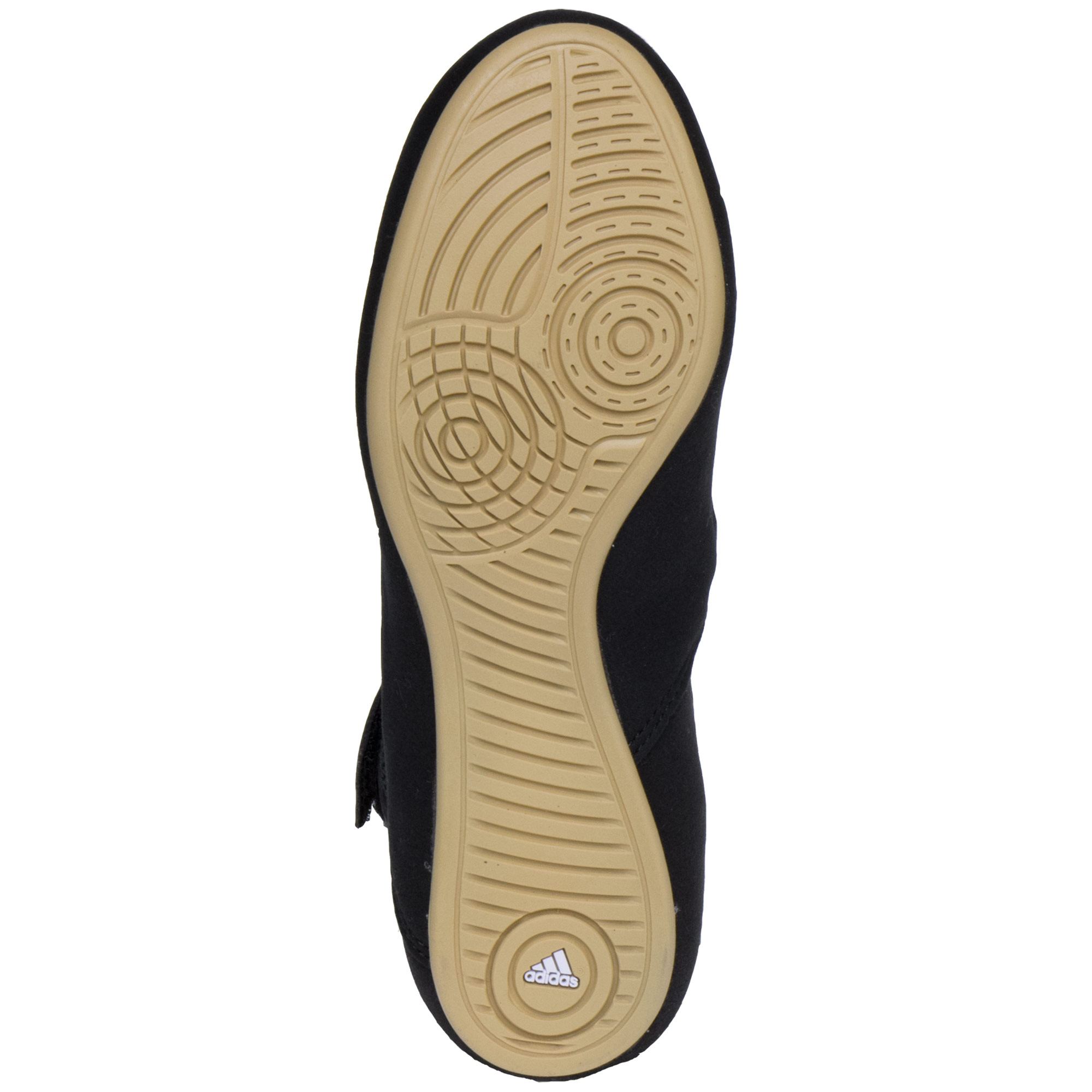 Adidas HVC 2 Wrestling Shoes in Black, White, and Gum sole view