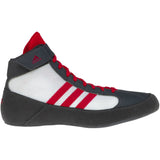 Adidas HVC 2 Wrestling Shoes in White, Grey, and Red side view