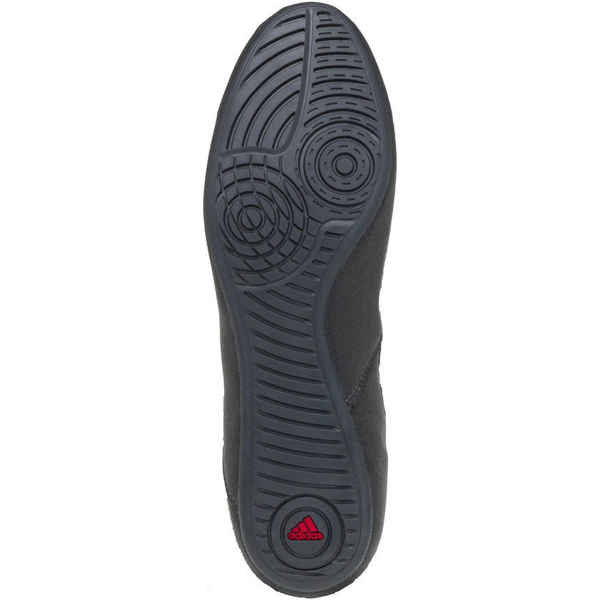 Adidas HVC 2 Wrestling Shoes in White, Grey, and Red sole view