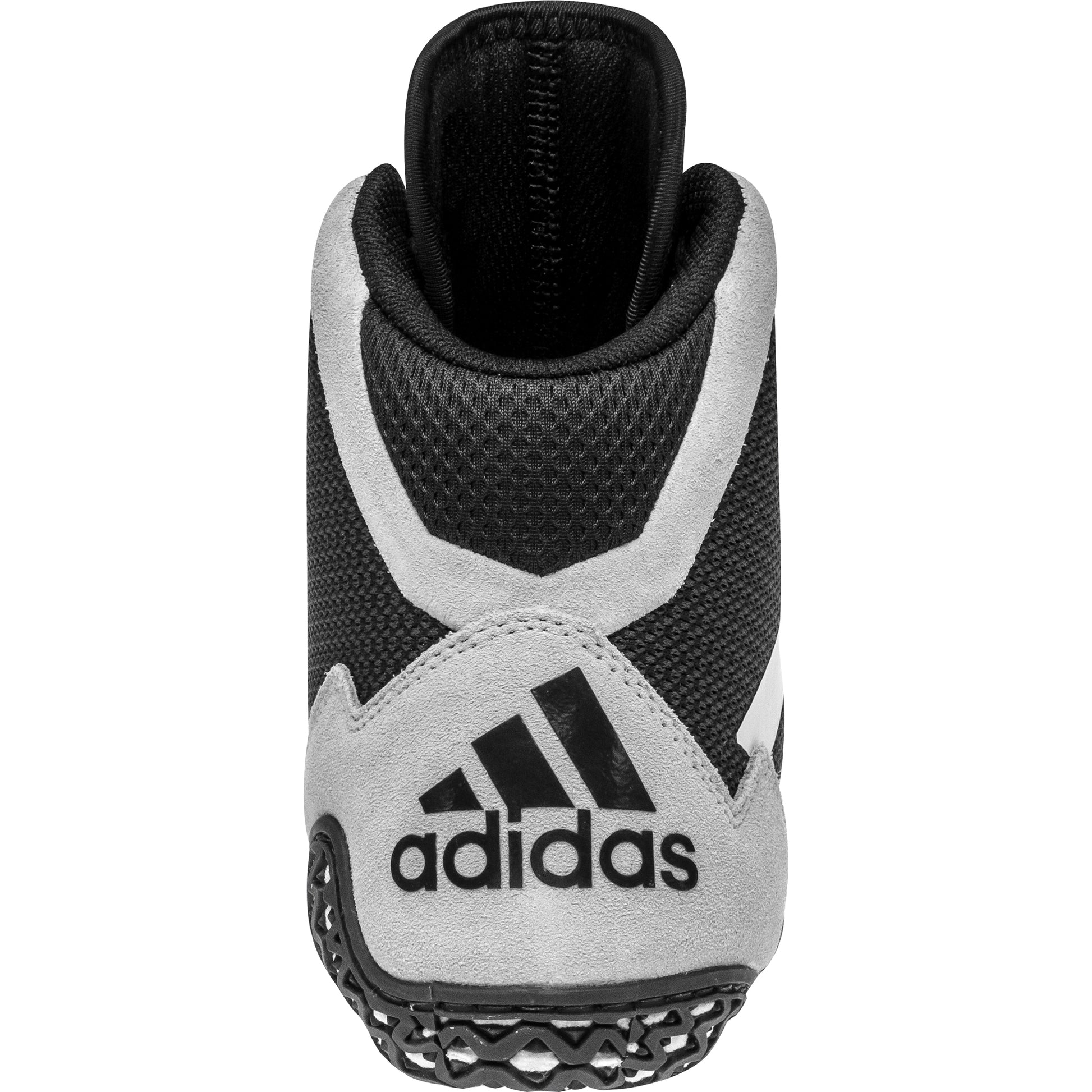 Adidas Mat Wizard 5 Wrestling Shoes in Black, Grey and White back view