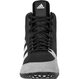 Adidas Mat Wizard 5 Wrestling Shoes in Black, Grey and White front view