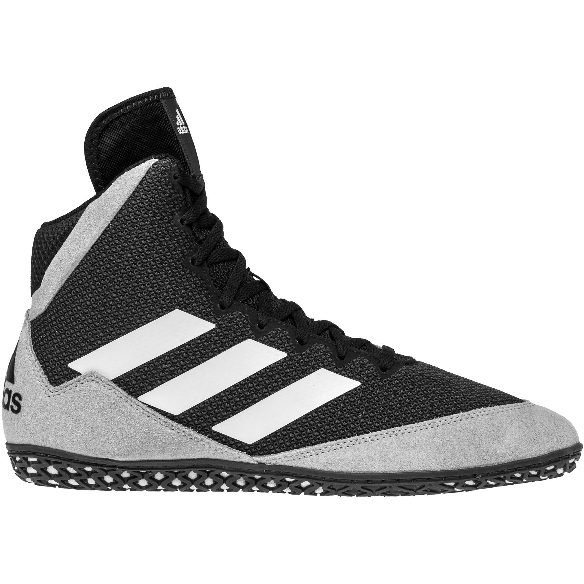 Adidas Mat Wizard 5 Wrestling Shoes in Black, Grey and White side view