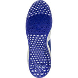 Adidas Mat Wizard 5 Wrestling Shoes in Blue, Grey, and White sole view