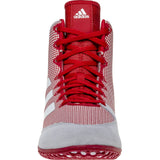 Adidas Mat Wizard 5 Wrestling Shoes in Red, Grey, and White front view