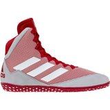 Adidas Mat Wizard 5 Wrestling Shoes in Red, Grey, and White side view