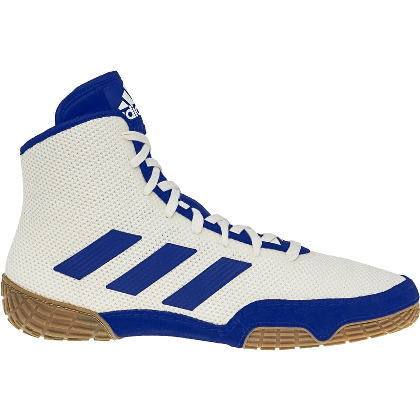 Adidas Tech Fall 2 Closeout Wrestling Shoes in White and Royal side view