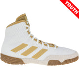 Adidas Tech Fall 2 Kids Wrestling Shoes in White and Gold side view