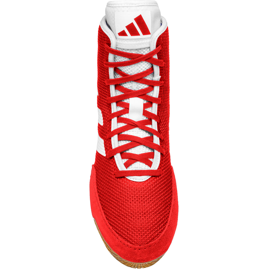 Adidas Tech Fall 2 Wrestling Shoes in Red and White top view