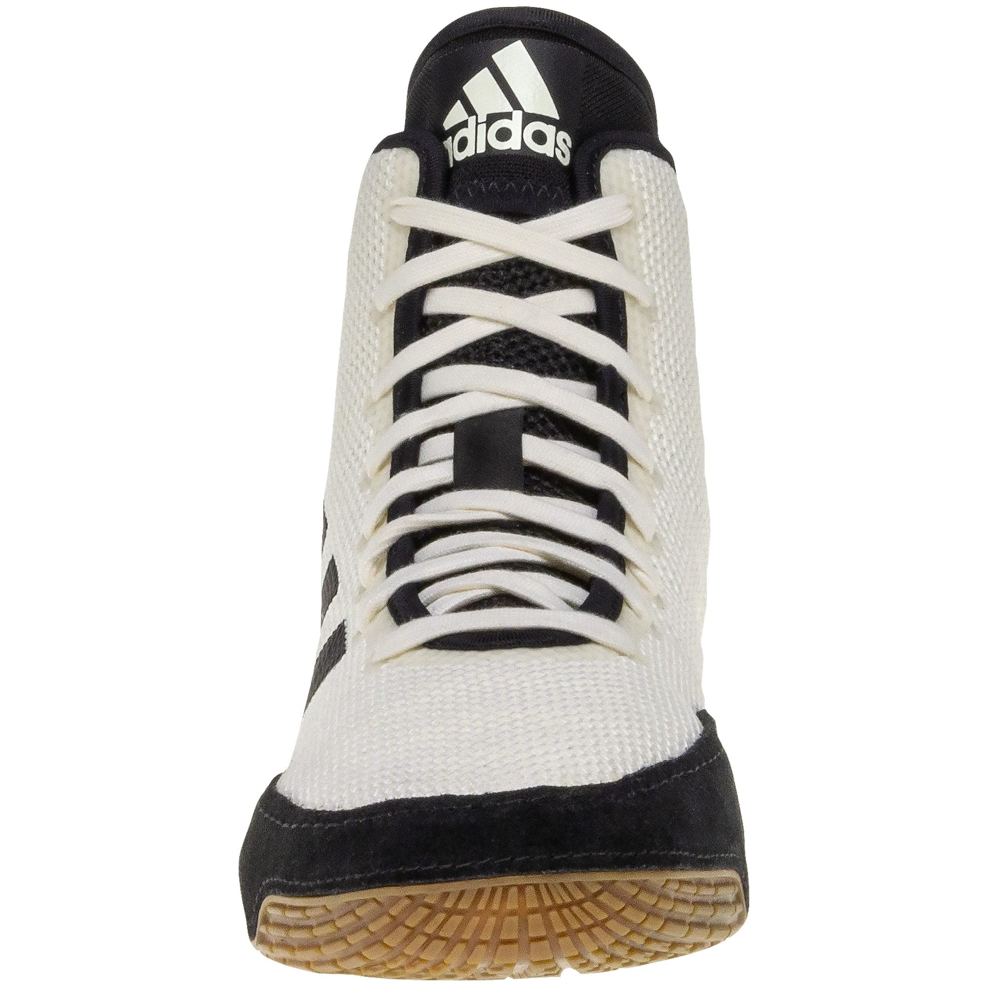 Adidas Tech Fall 2 Wrestling Shoes in White, Black and Gum front view