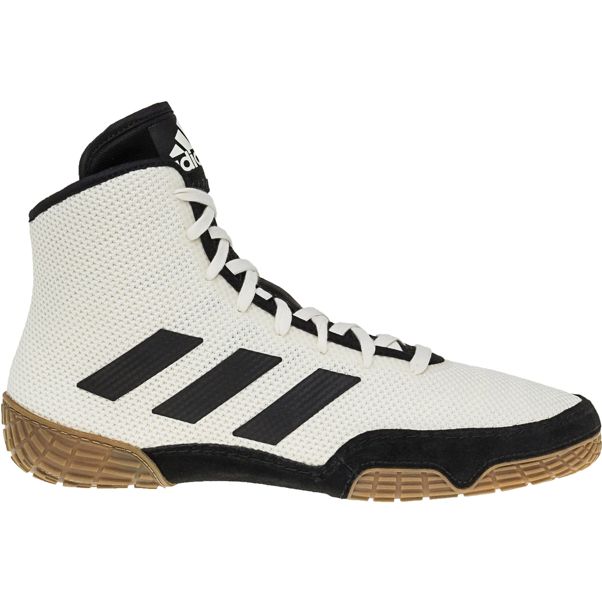 Adidas Tech Fall 2 Wrestling Shoes in White, Black and Gum side view