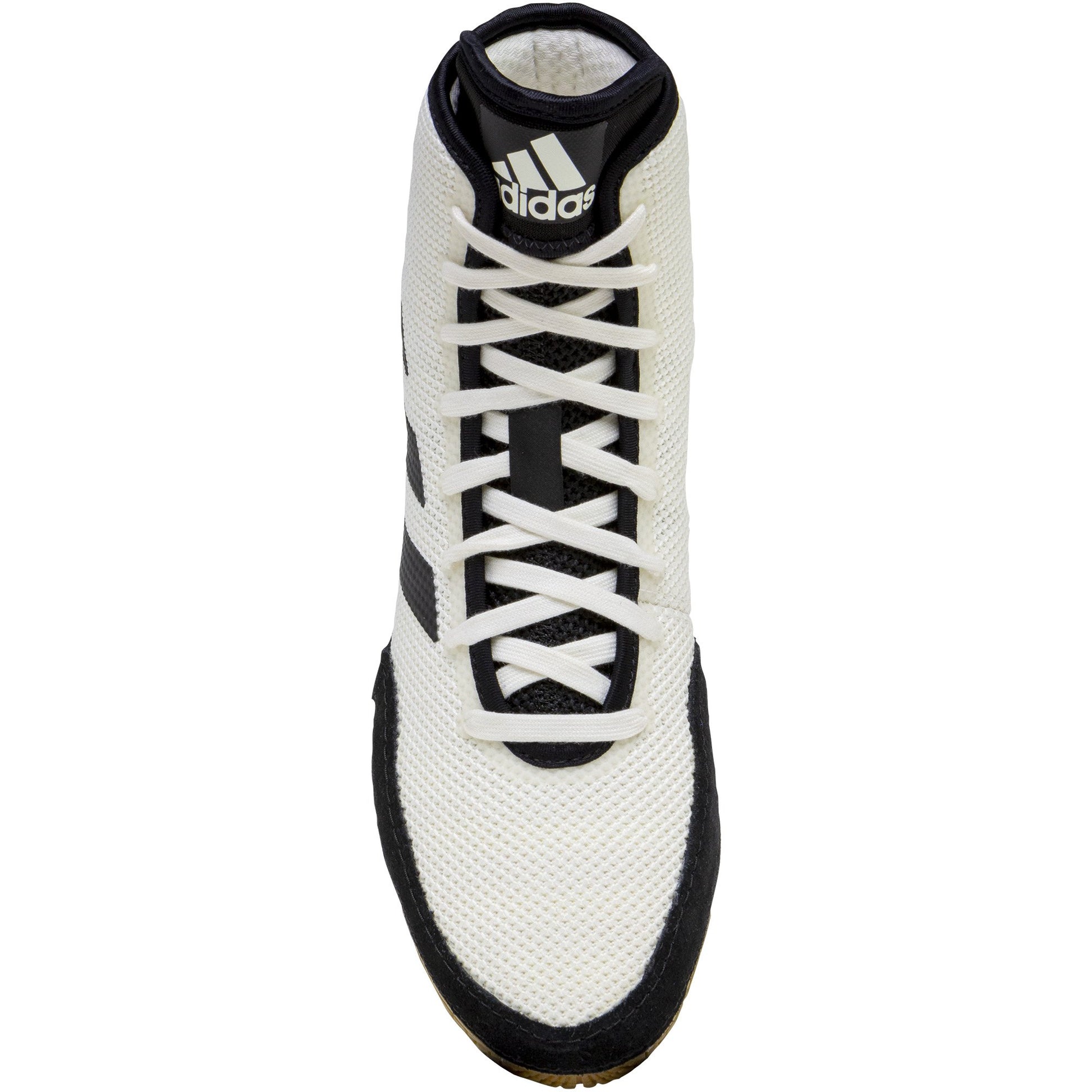 Adidas Tech Fall 2 Wrestling Shoes in White, Black and Gum top view