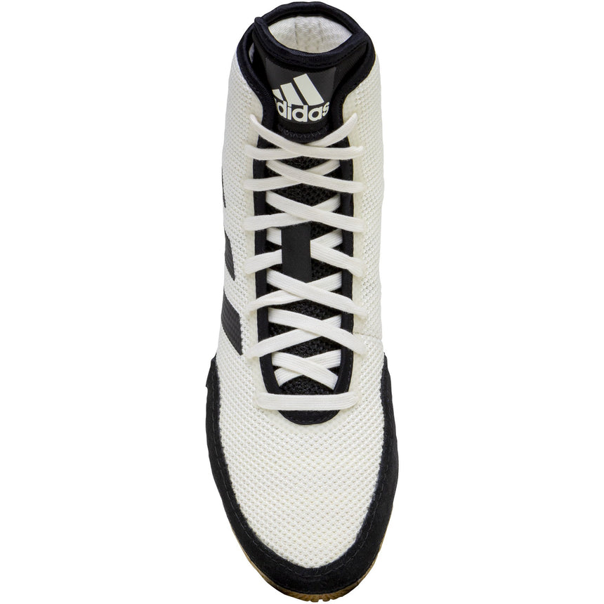 Adidas Tech Fall 2 Wrestling Shoes in White, Black and Gum top view