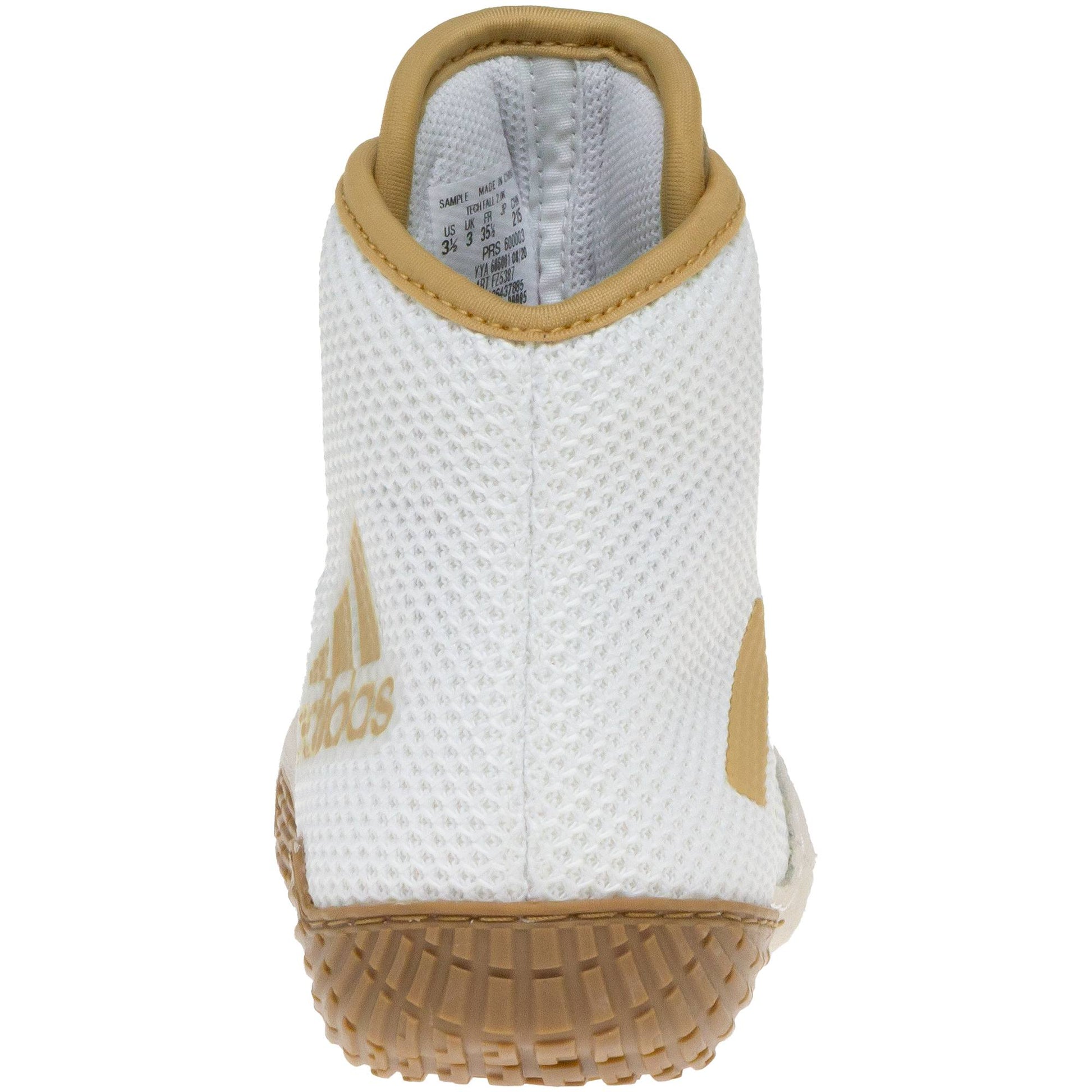 Adidas Tech Fall 2 Wrestling Shoes in White and Gold back view