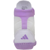 Adidas Women’s Combat Speed 4 Wrestling Shoes in White and Purple back view