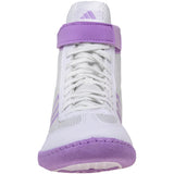 Adidas Women’s Combat Speed 4 Wrestling Shoes in White and Purple front view