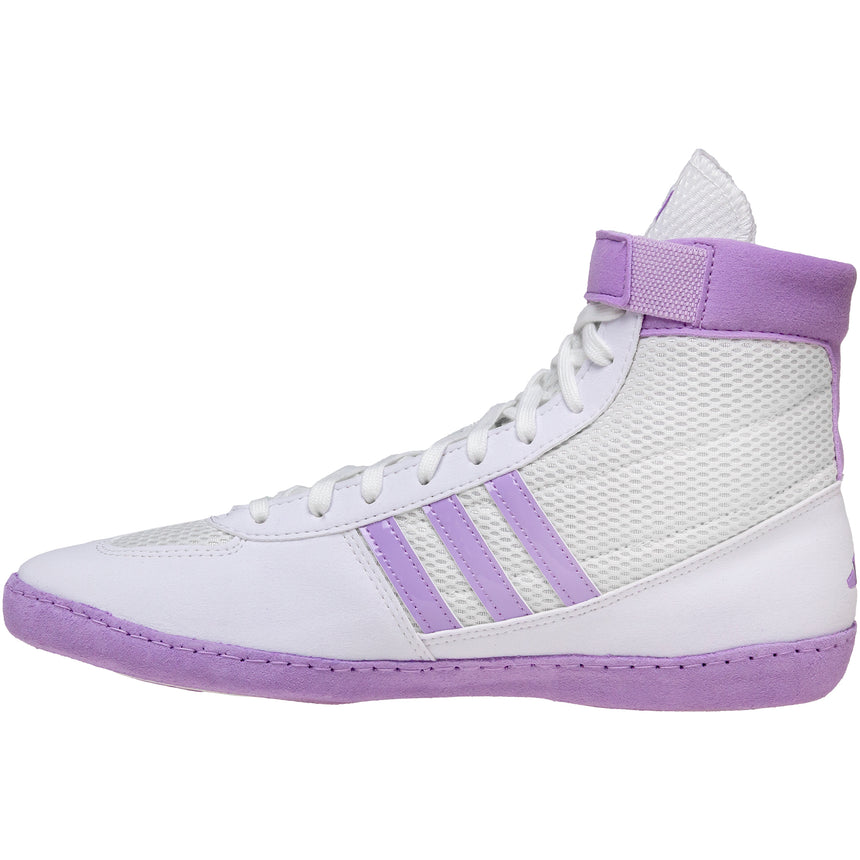 Adidas Women’s Combat Speed 4 Wrestling Shoes in White and Purple side view 2