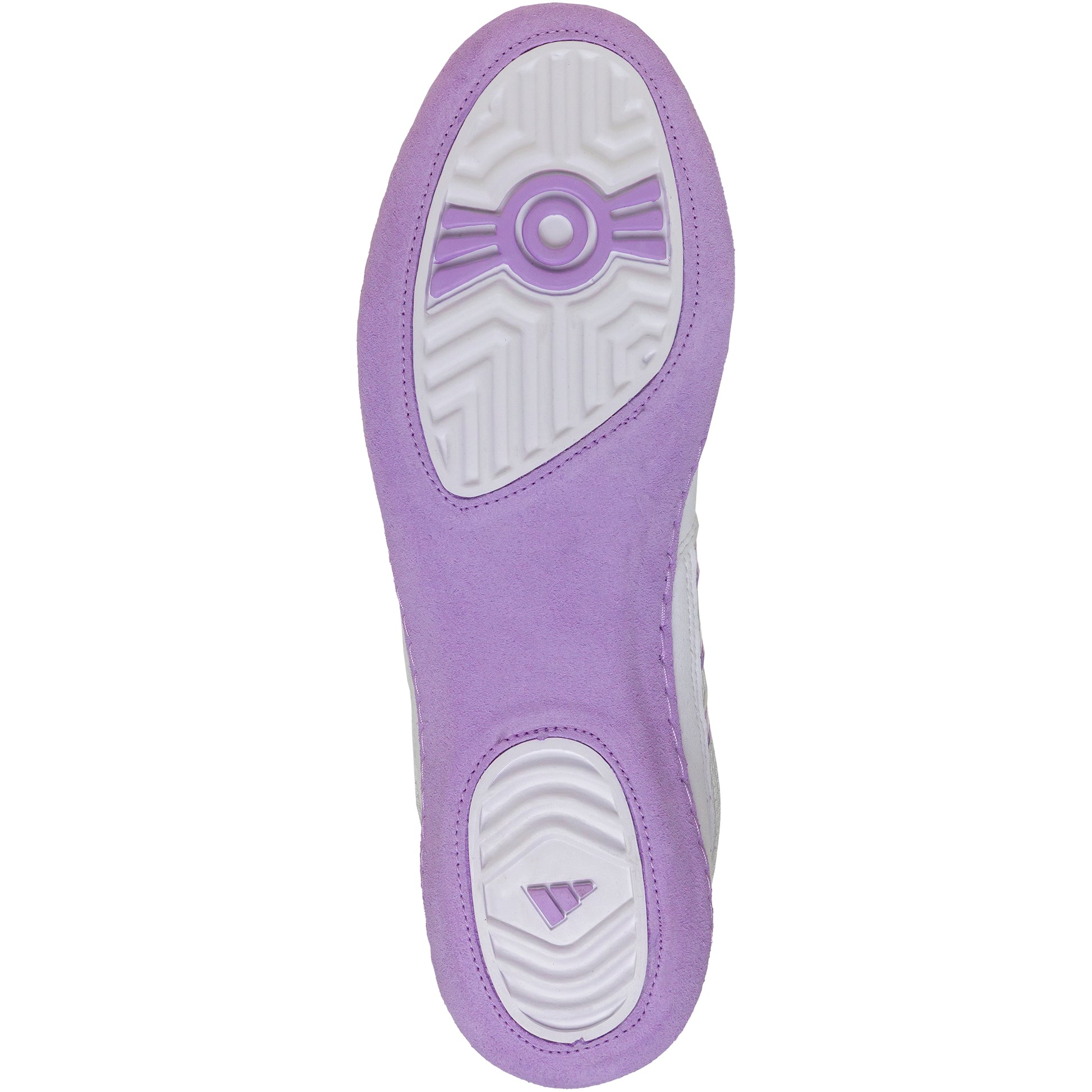 Adidas Women’s Combat Speed 4 Wrestling Shoes in White and Purple sole view