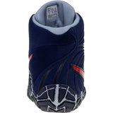 ASICS Aggressor 5 Wrestling Shoes in Dark Blue and Red back view