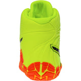 ASICS Aggressor 5 Wrestling Shoes in Safety Yellow, Black, and Orange back view