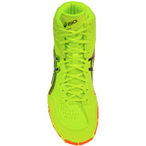 ASICS Aggressor 5 Wrestling Shoes in Safety Yellow, Black, and Orange top view