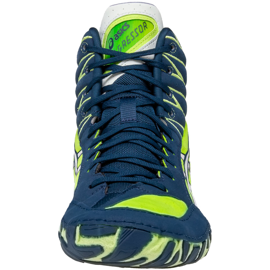 ASICS Aggressor 6 Wrestling Shoes in Green and Lime front view