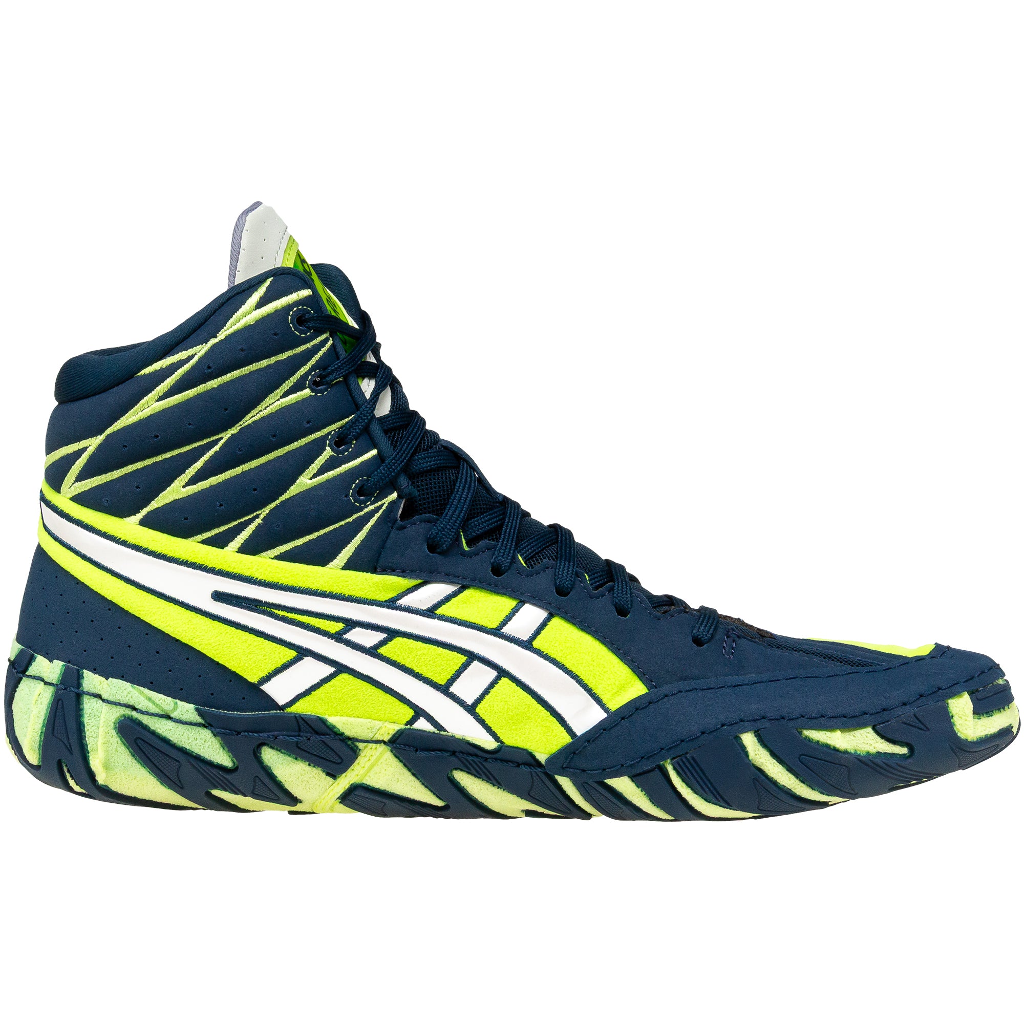 ASICS Aggressor 6 Wrestling Shoes in Green and Lime side view