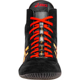 ASICS Dan Gable EVO 3 Wrestling Shoes – Black Pure Gold – lace detail