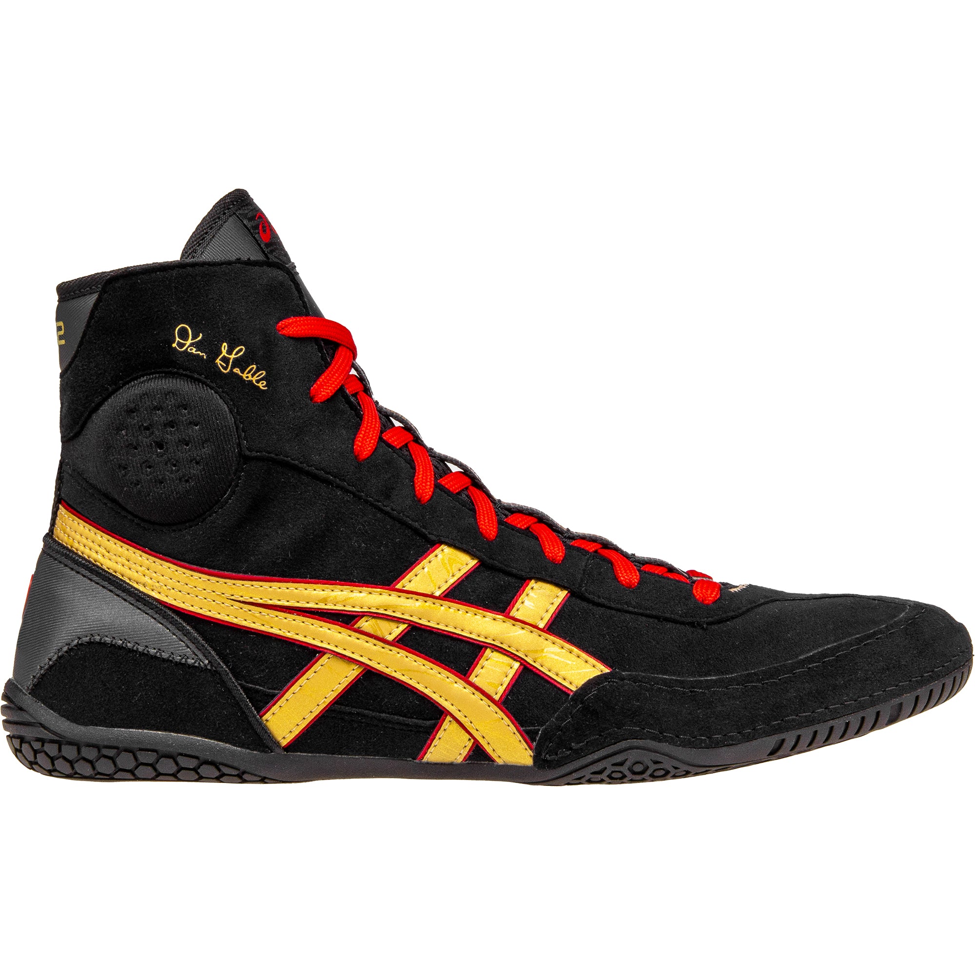 ASICS Dan Gable EVO 3 Wrestling Shoes – Black Pure Gold – side view