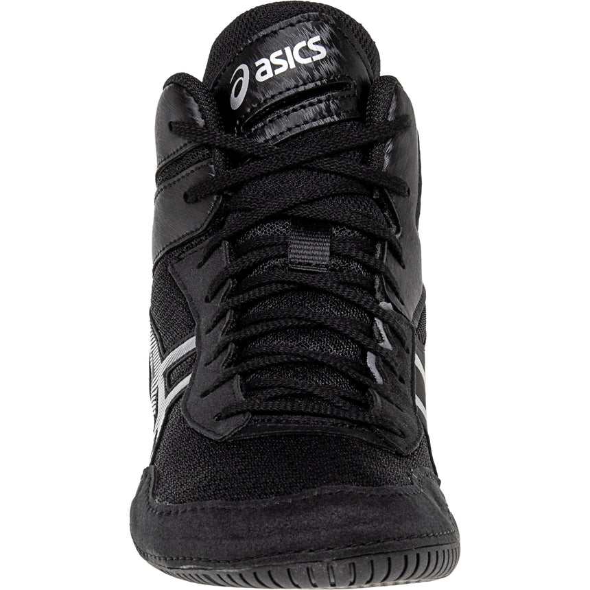 ASICS Matcontrol 3 Wrestling Shoes in Black and Silver front view