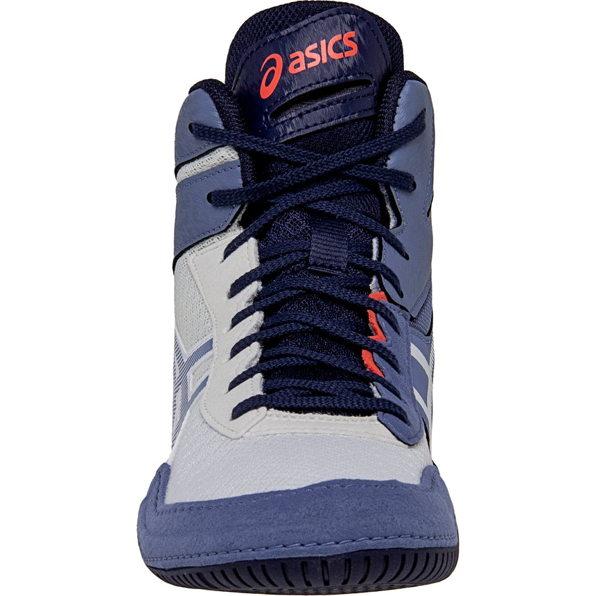 ASICS Matcontrol 3 Wrestling Shoes in White and Blue front view