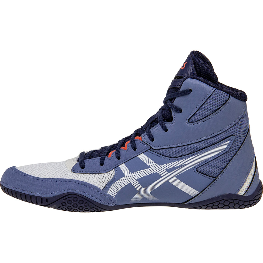 ASICS Matcontrol 3 Wrestling Shoes in White and Blue side view 2