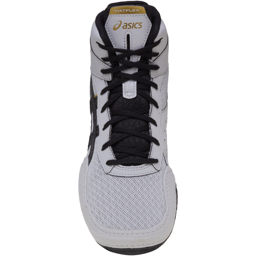 ASICS Matflex 7 Kids Wrestling Shoes in Grey and Black top view