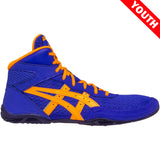 ASICS Matflex 7 Kids Wrestling Shoes in Royal and Orange side view
