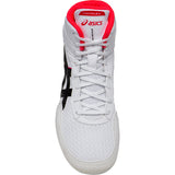ASICS Matflex 7 Kids Wrestling Shoes in White, Black, and Pink top view