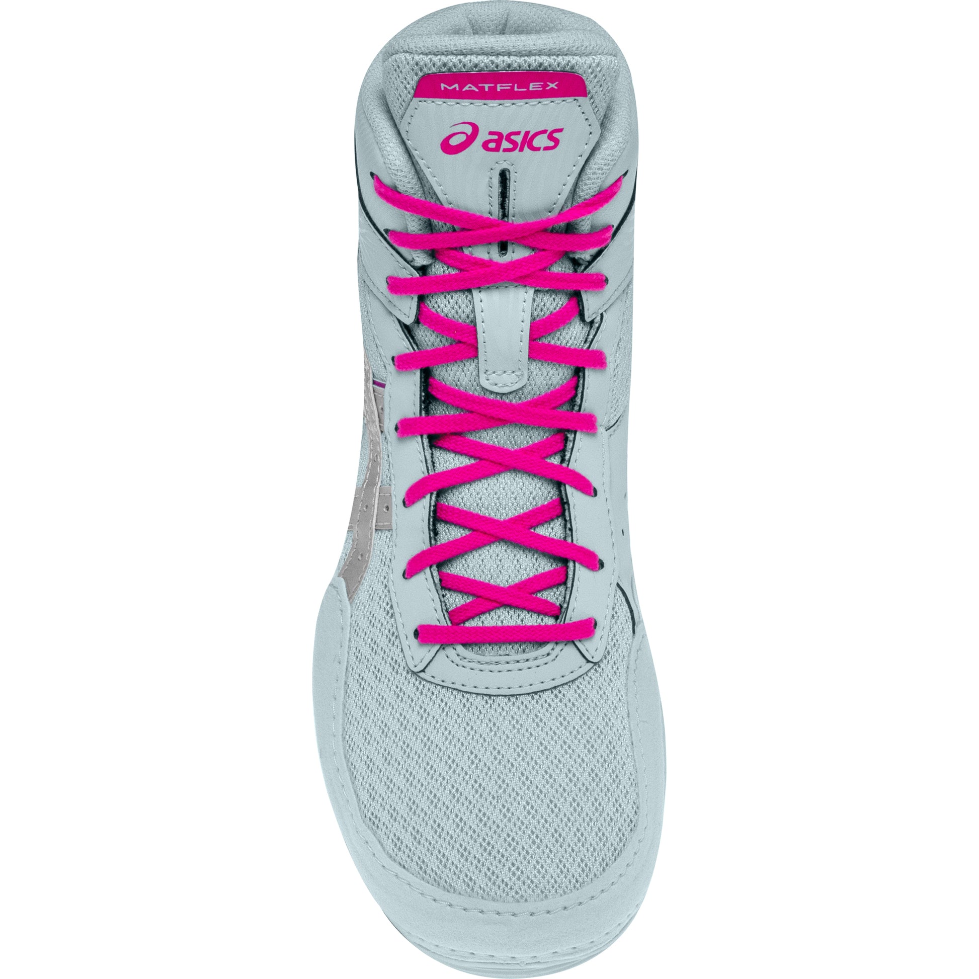 ASICS Matflex 7 Wrestling Shoes in Grey and Silver top view