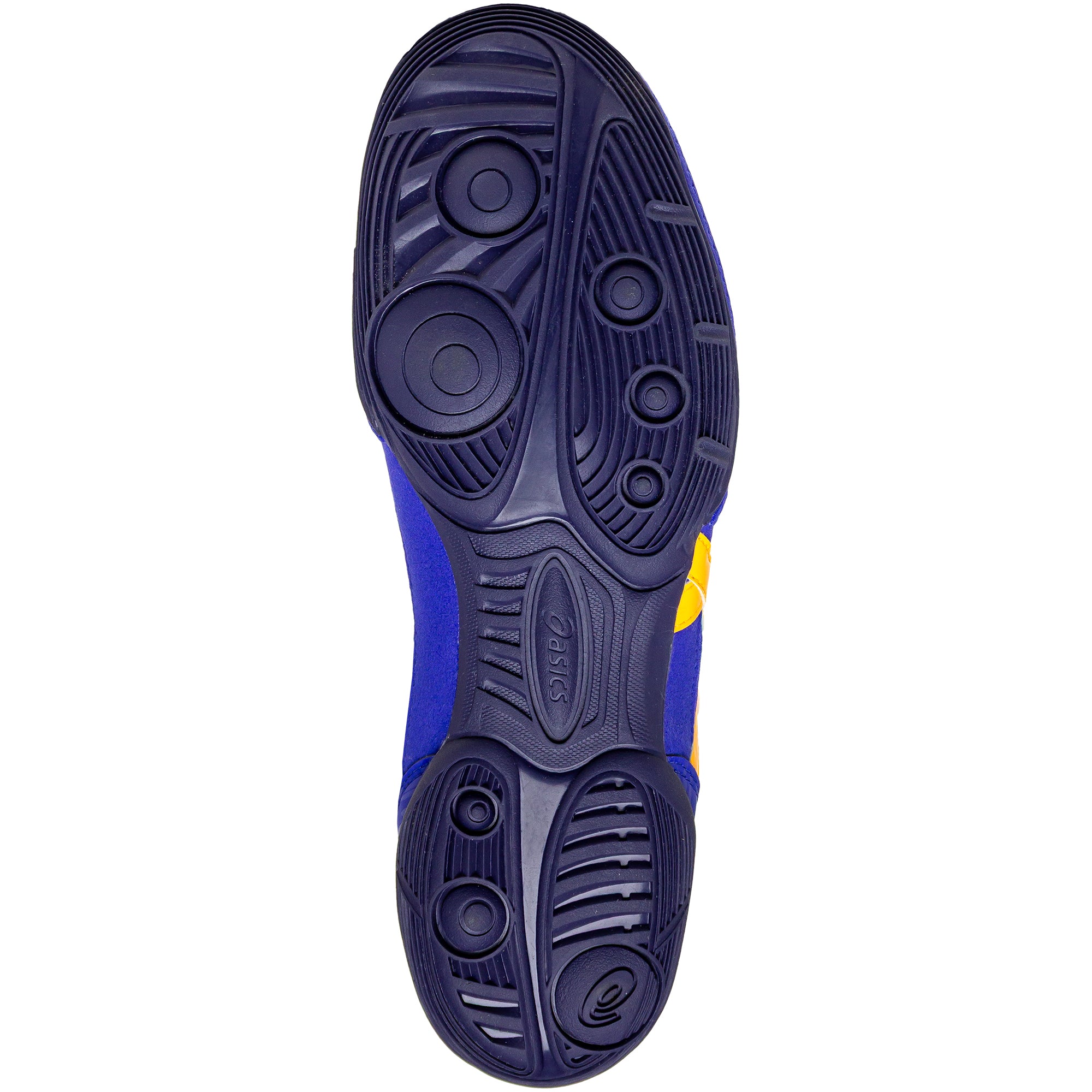 ASICS Matflex 7 Wrestling Shoes in Royal and Orange sole view