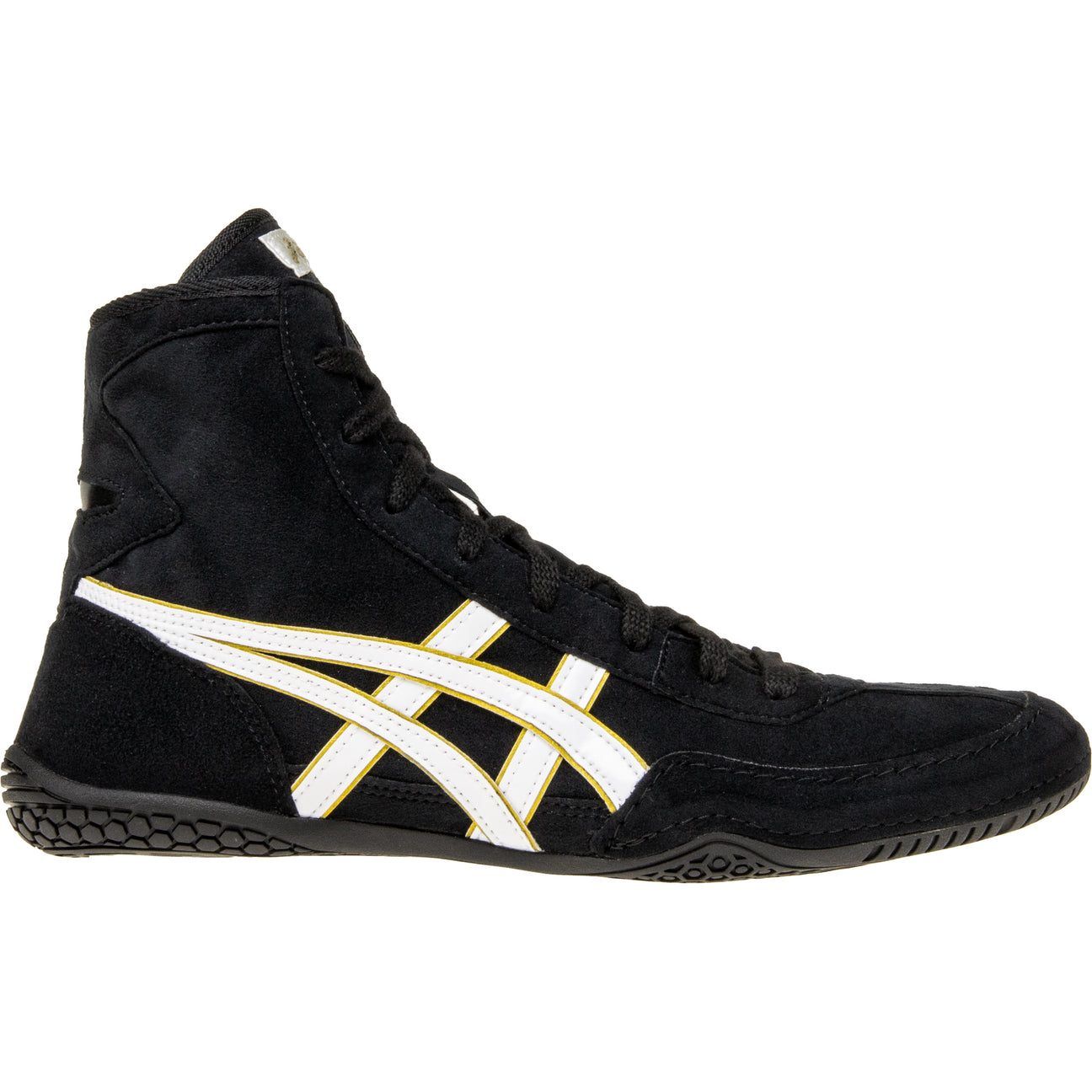 ASICS Prime Attack Wrestling Shoes in Black and White side view