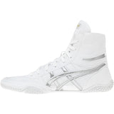 ASICS Prime Attack Wrestling Shoes in White and Pure Silver side view 2