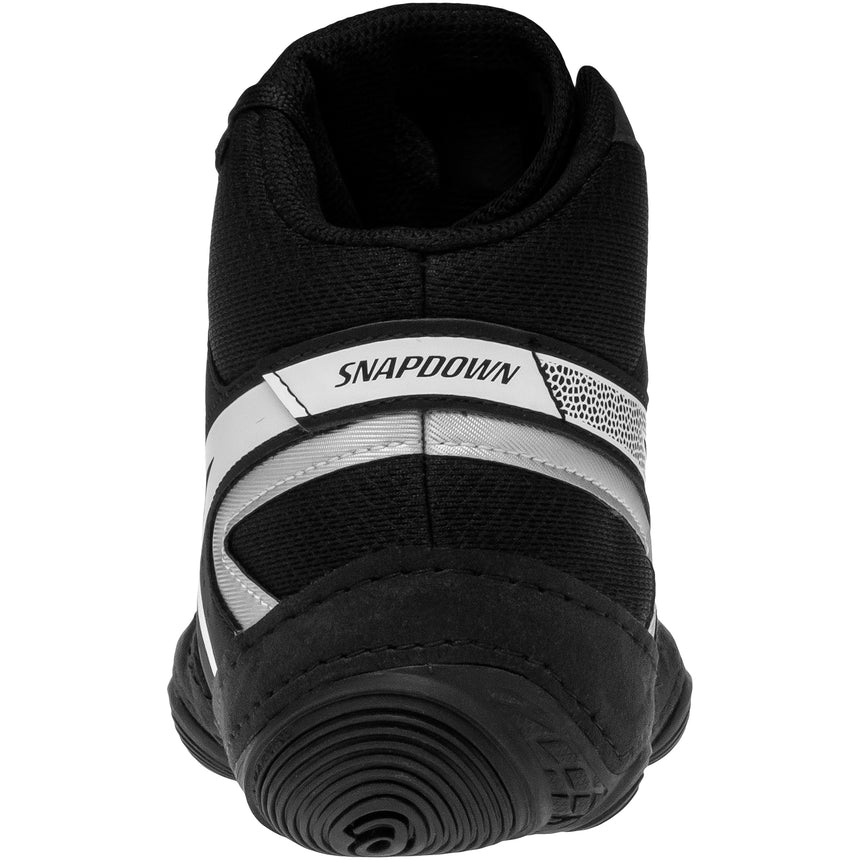 ASICS Snapdown 4 Kids Wrestling Shoes in Black and White back view