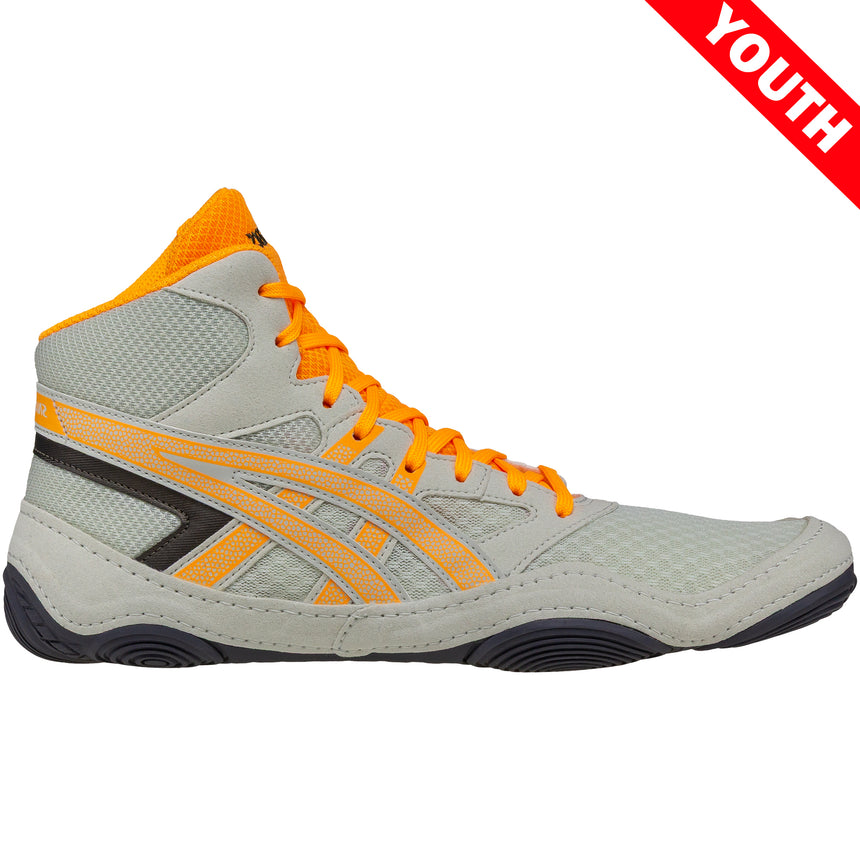 ASICS Snapdown 4 Kids Wrestling Shoes in Grey and Orange side view