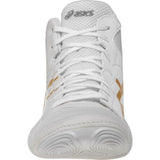 ASICS Snapdown 4 Kids Wrestling Shoes in White and Gold front view