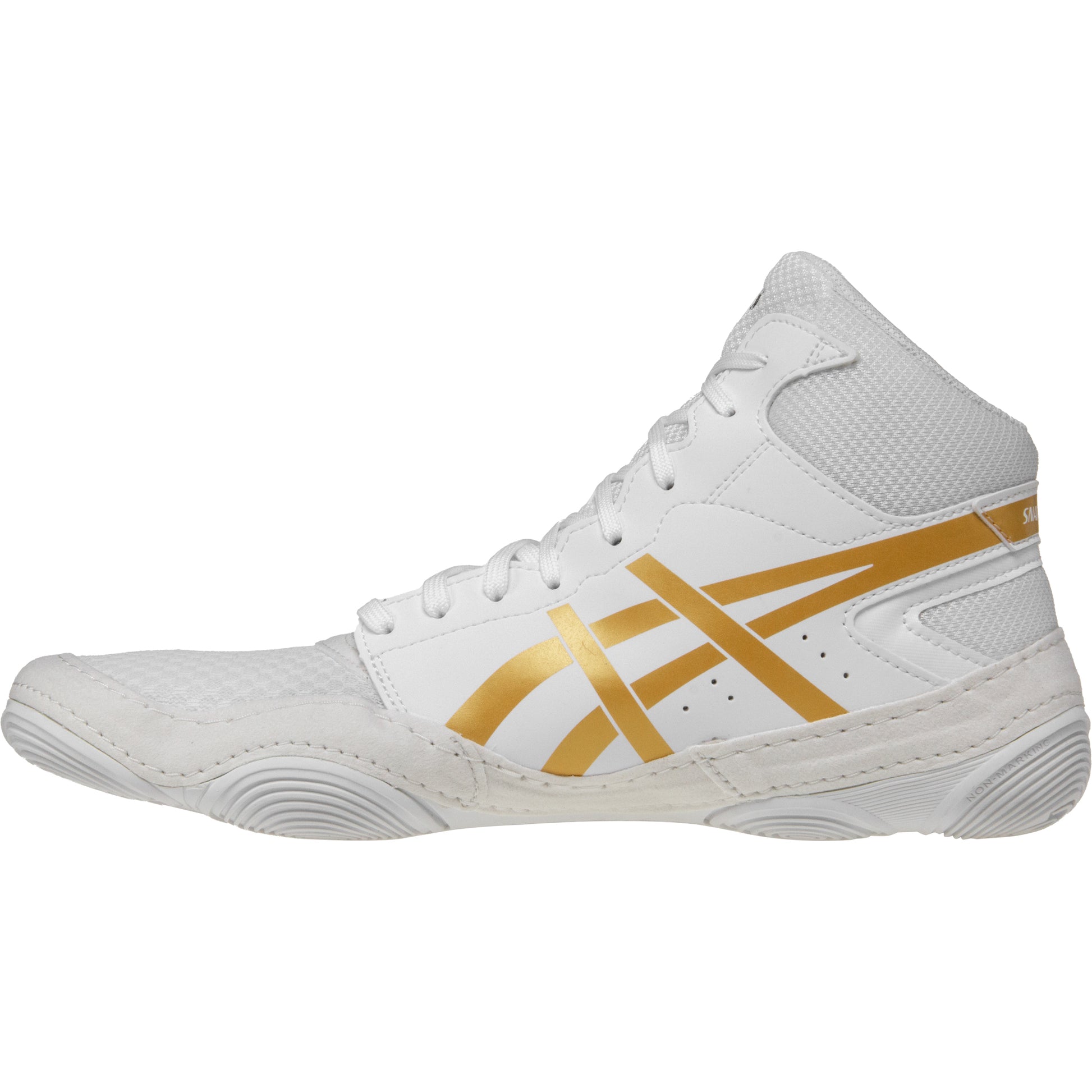ASICS Snapdown 4 Kids Wrestling Shoes in White and Gold side view2