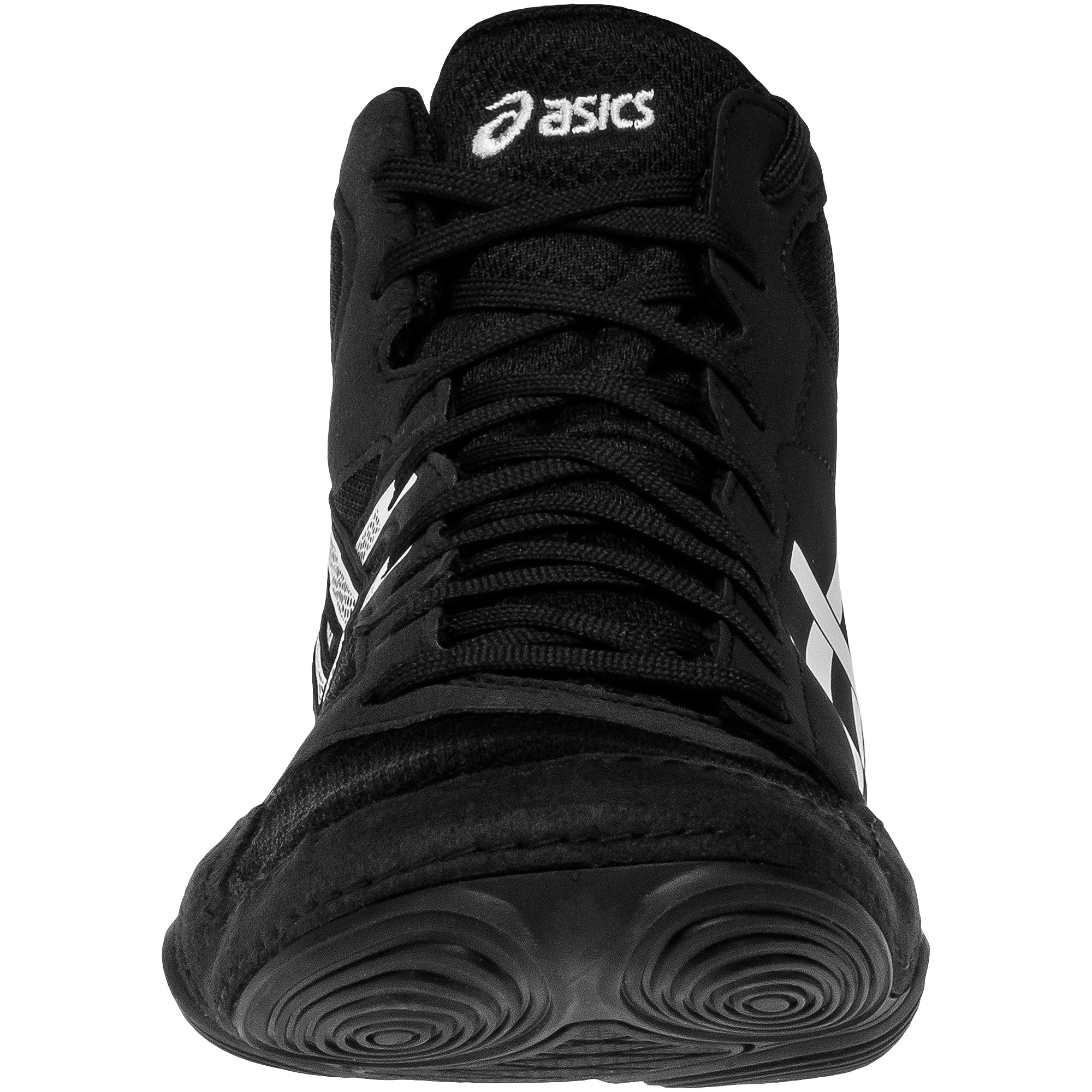 ASICS Snapdown 4 Wrestling Shoes in Black and White front view