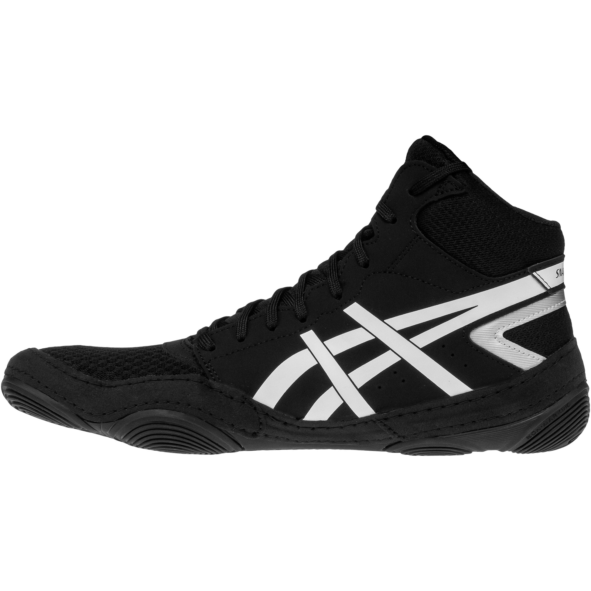 ASICS Snapdown 4 Wrestling Shoes in Black and White side view 2