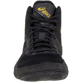 ASICS Split Elite Wrestling Shoes in Black and Gold front view