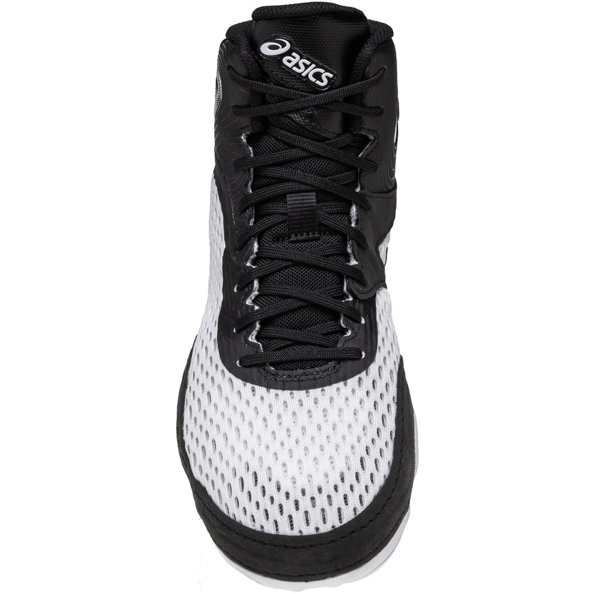 ASICS Split Elite Wrestling Shoes in White and Black top view