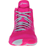 ASICS Women’s MatBlazer Wrestling Shoes in Pink and Silver front view