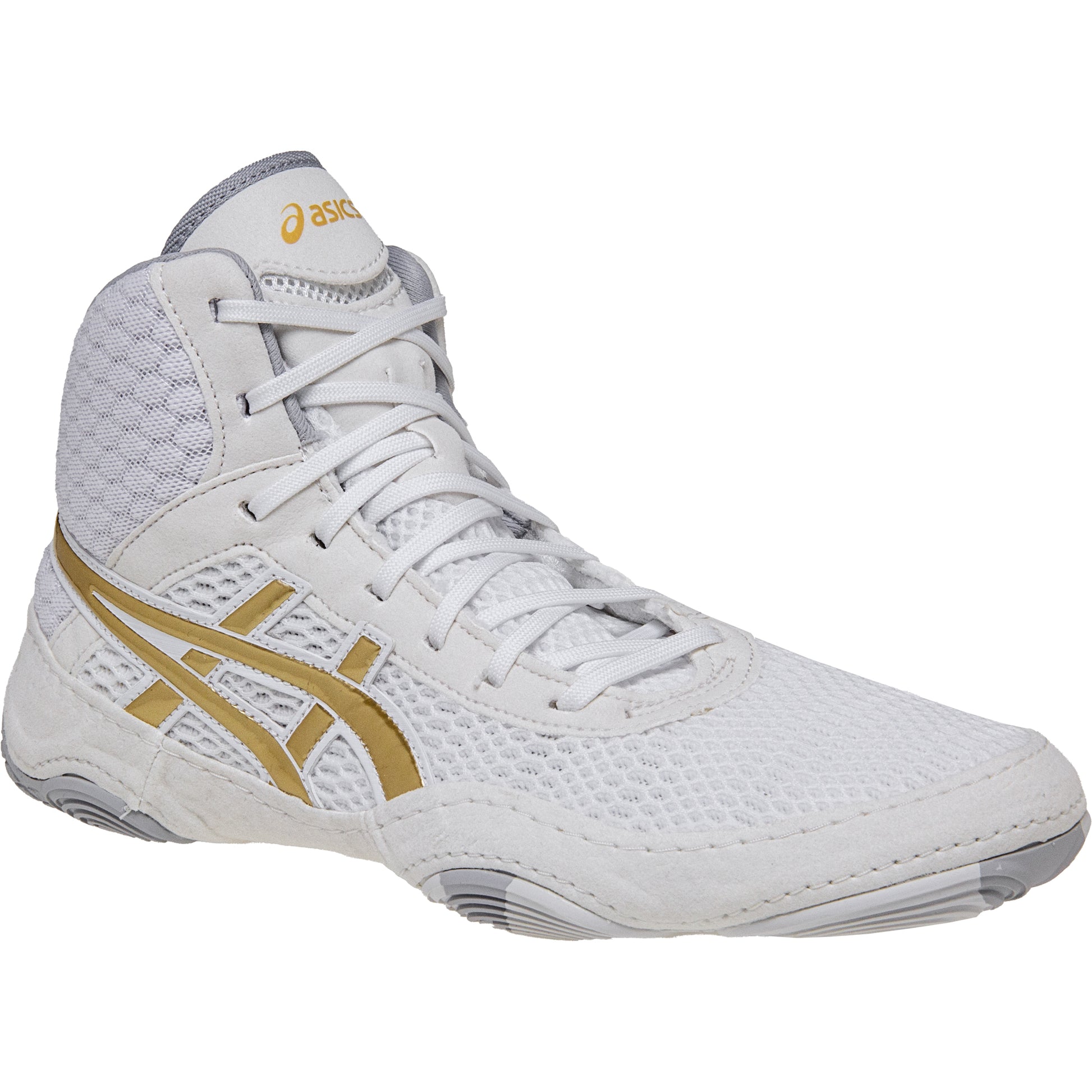ASICS Women’s MatBlazer Wrestling Shoes in White and Gold side view 3
